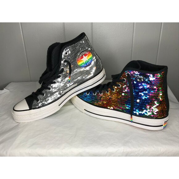Converse Chuck 70 Rainbow Pride Mens US Size 8.5 Women’s 10.5 Sequined Hi Tops - Picture 1 of 9